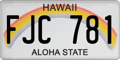 HI license plate FJC781