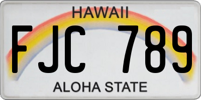 HI license plate FJC789