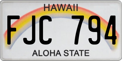 HI license plate FJC794