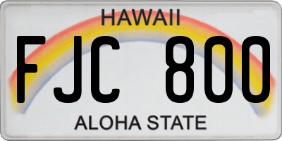 HI license plate FJC800
