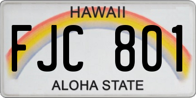 HI license plate FJC801