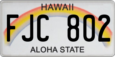 HI license plate FJC802