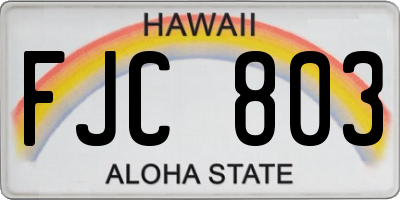 HI license plate FJC803