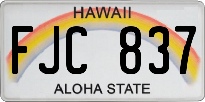 HI license plate FJC837