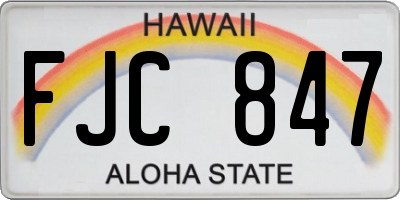 HI license plate FJC847