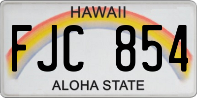 HI license plate FJC854