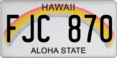 HI license plate FJC870