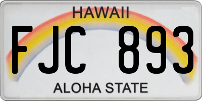 HI license plate FJC893