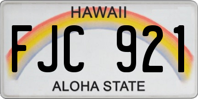 HI license plate FJC921