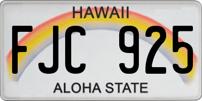 HI license plate FJC925