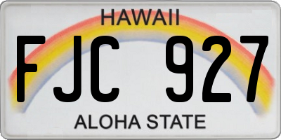HI license plate FJC927