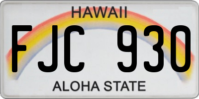 HI license plate FJC930