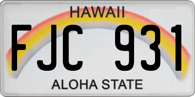 HI license plate FJC931