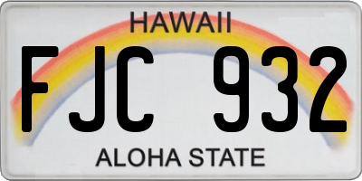 HI license plate FJC932