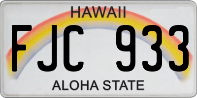 HI license plate FJC933