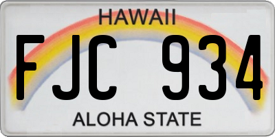 HI license plate FJC934