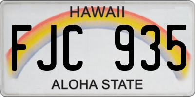 HI license plate FJC935