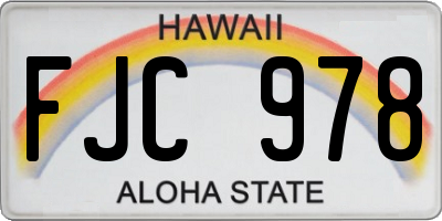 HI license plate FJC978