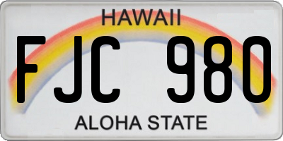 HI license plate FJC980