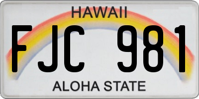 HI license plate FJC981