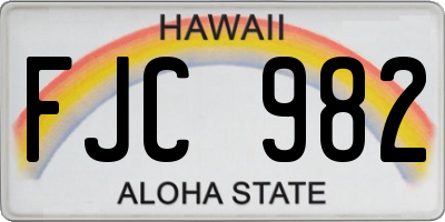 HI license plate FJC982