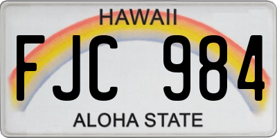 HI license plate FJC984
