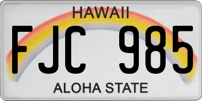 HI license plate FJC985