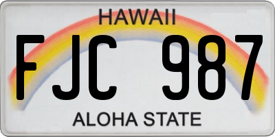 HI license plate FJC987