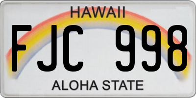 HI license plate FJC998