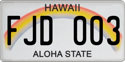 HI license plate FJD003