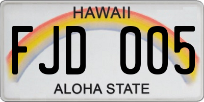 HI license plate FJD005