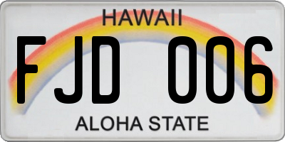 HI license plate FJD006