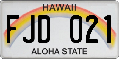 HI license plate FJD021