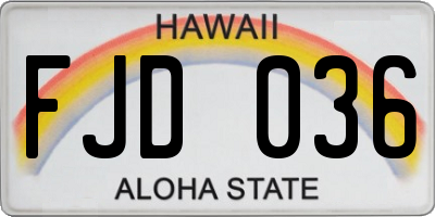 HI license plate FJD036
