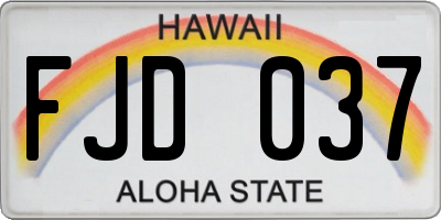 HI license plate FJD037