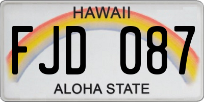 HI license plate FJD087