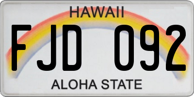 HI license plate FJD092