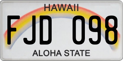 HI license plate FJD098