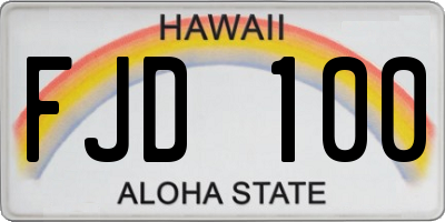 HI license plate FJD100