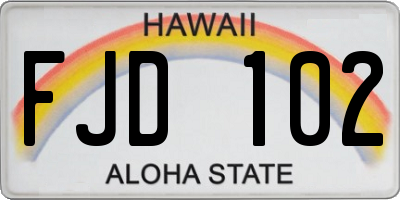 HI license plate FJD102