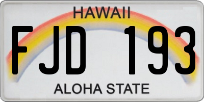 HI license plate FJD193