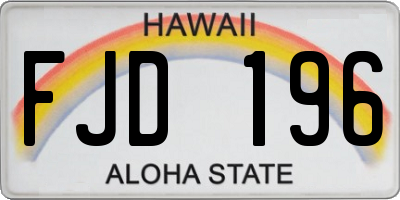 HI license plate FJD196