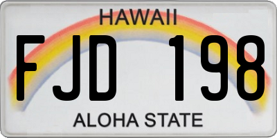 HI license plate FJD198