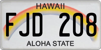 HI license plate FJD208