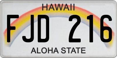 HI license plate FJD216