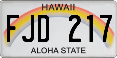 HI license plate FJD217