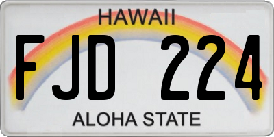 HI license plate FJD224