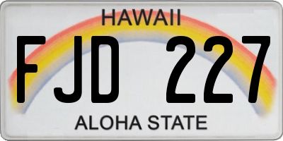 HI license plate FJD227