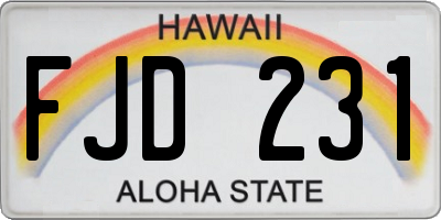 HI license plate FJD231