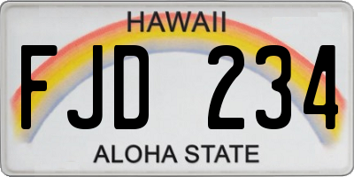 HI license plate FJD234